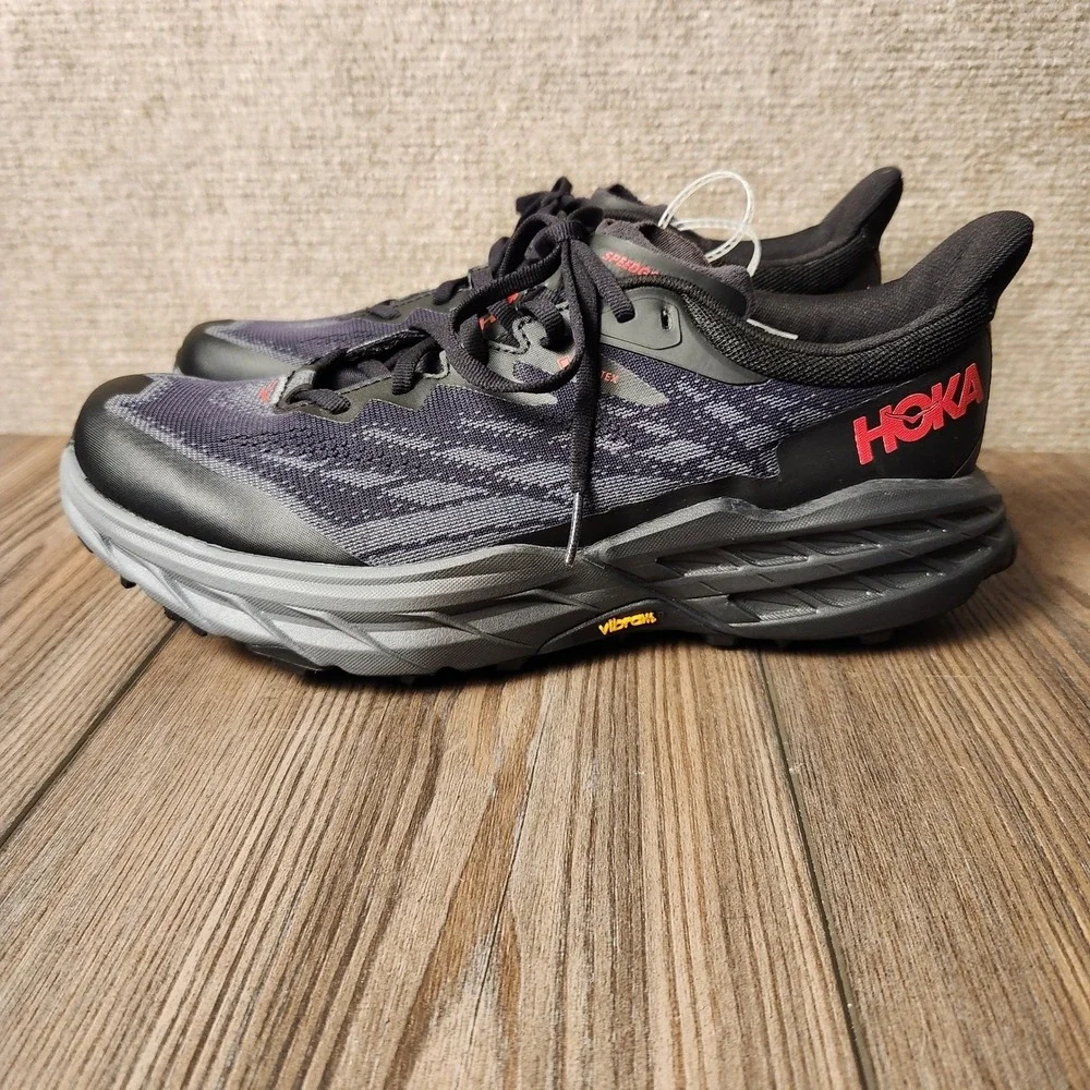 Hoka Speedgoat 5 GTX Mens 10 Black Purple Gore-Tex Trail Running‎ Shoes 1127912